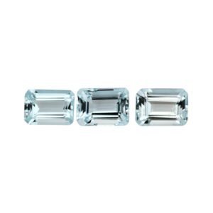 Aquamarine - Emerald Cut - 8 x 6 mm (Light Blue)