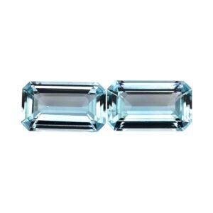 Aquamarine - Emerald Cut ( Pair) - 12.8 x 7.2 mm - 6.97 ct